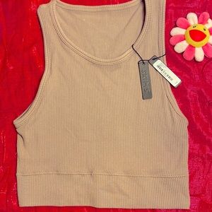 Kim Kardashian NWT SKIMS Stretch Rib High Neck Bra DESERT L / XL